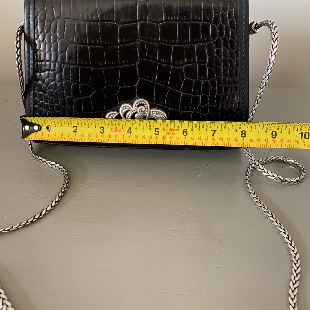 Brighton Black Croc-Embossed Shoulder Bag with Silver Chain - Picture 6 of 8